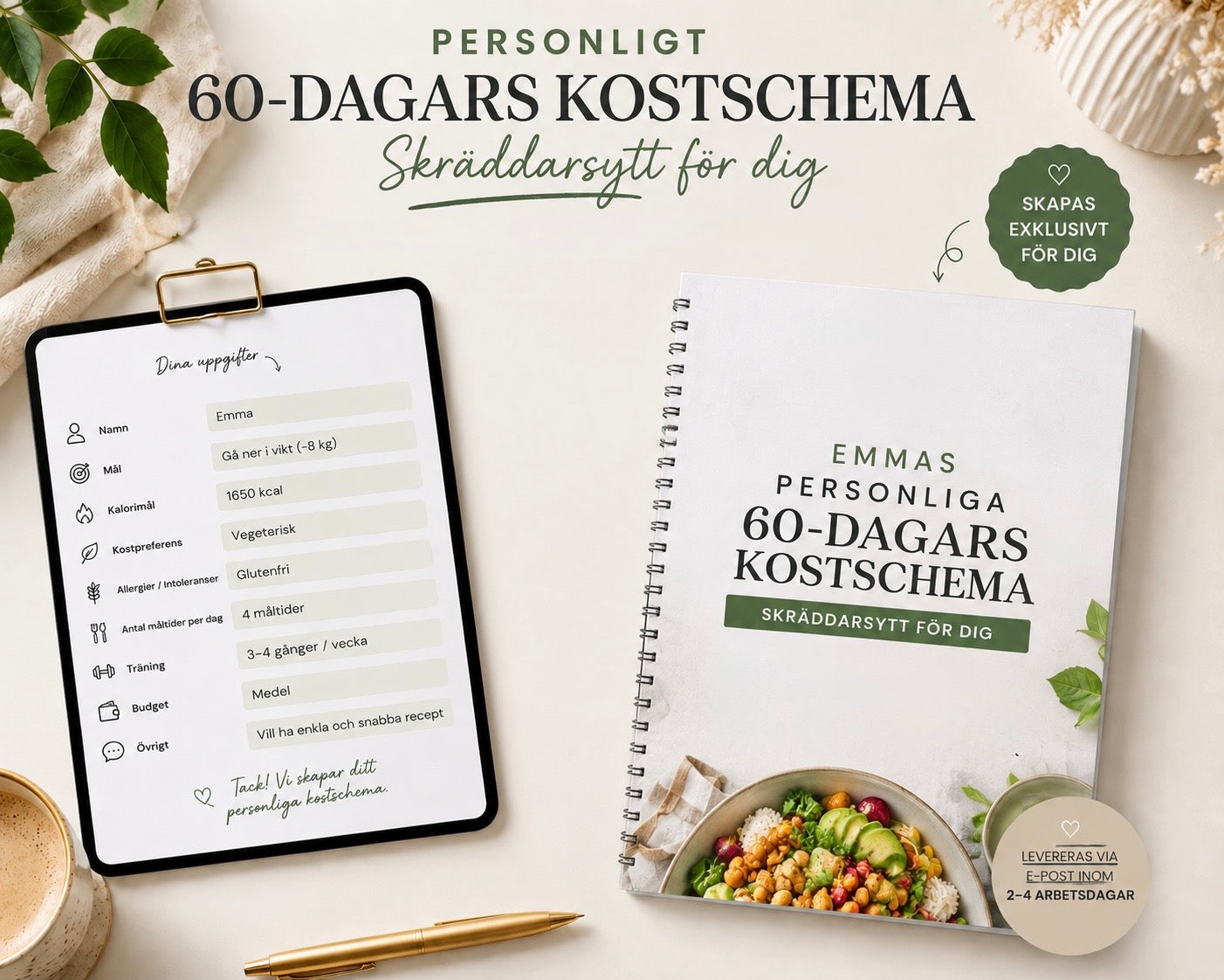 Personlig 60-dagars kostschema - Skräddarsytt för dig